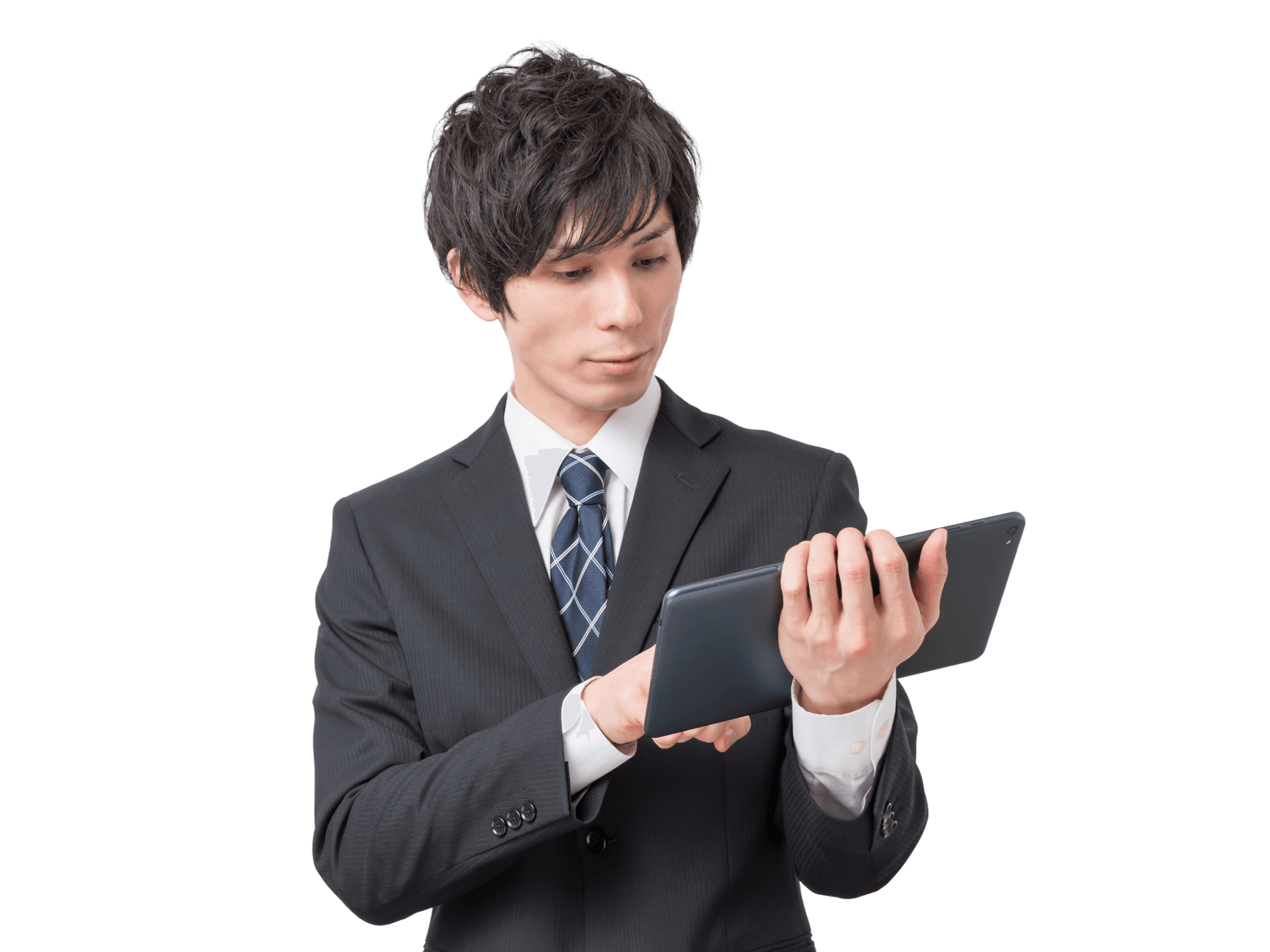 タブレットを操作するビジネスパーソン